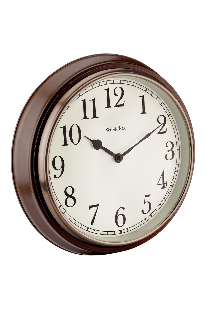 15.5-Inch Woodgrain Wall Clock, Alternate, color, BROWN
