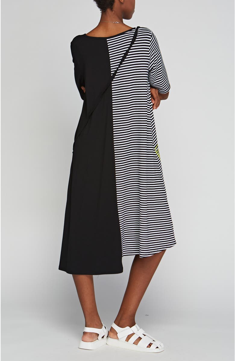 LUUKAA Seraphine Printed Striped Viscose Jersey Dress, Alternate, color, Black Striped