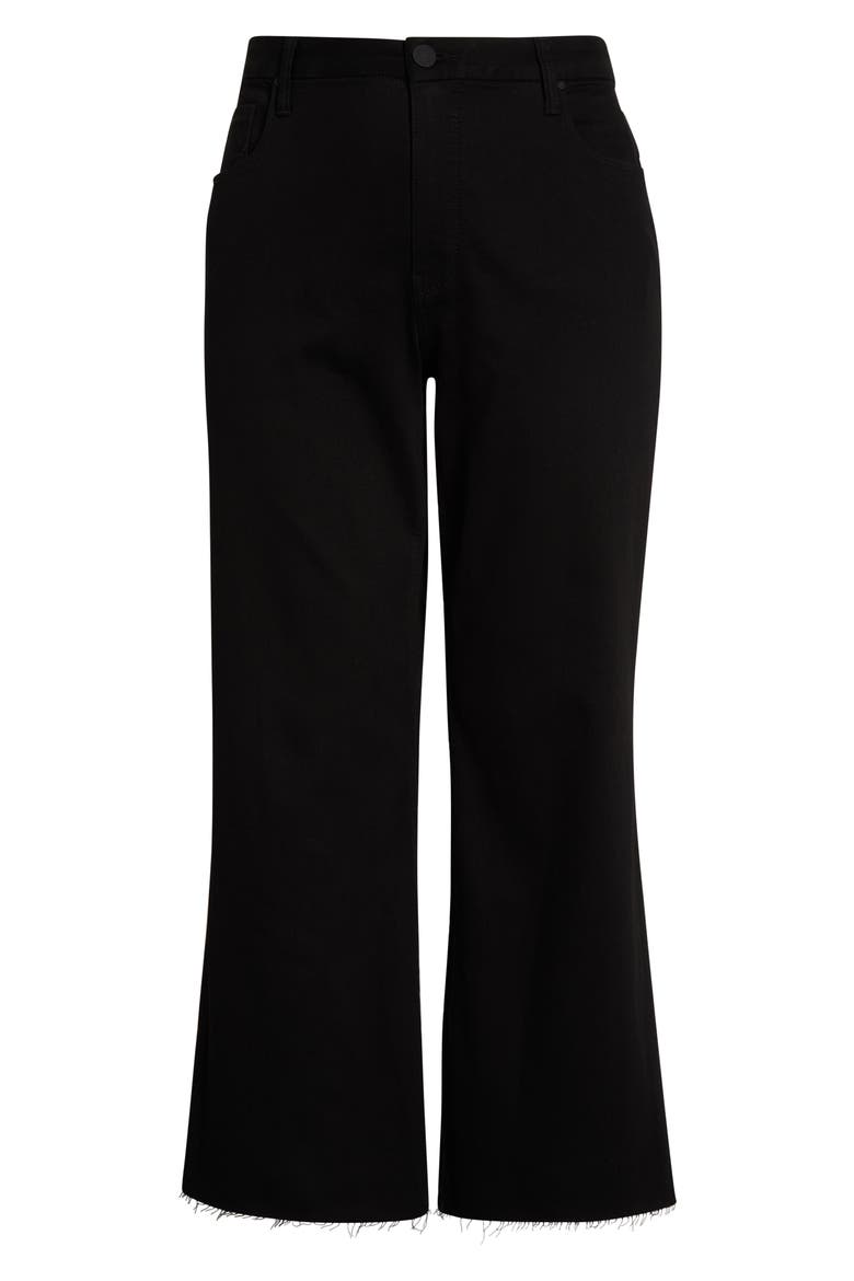 Meg Fab Ab Raw Hem High Waist Ankle Wide Leg Jeans, Alternate, color, BLACK