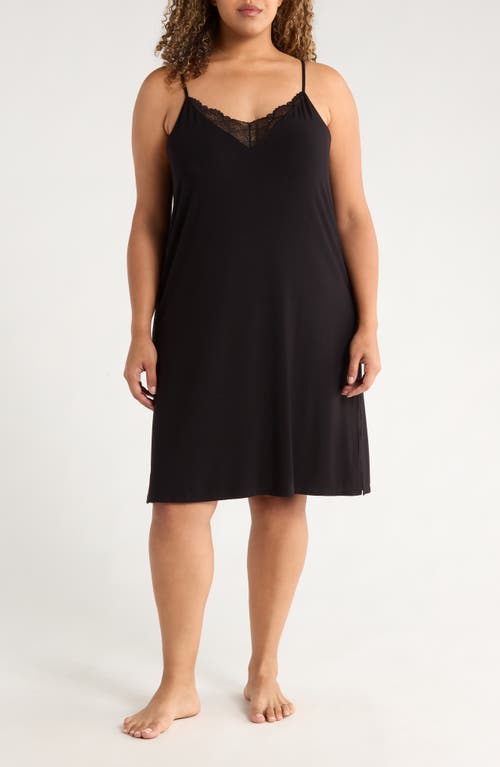 Nordstrom Moonlight Eco Lace Trim Chemise In Black