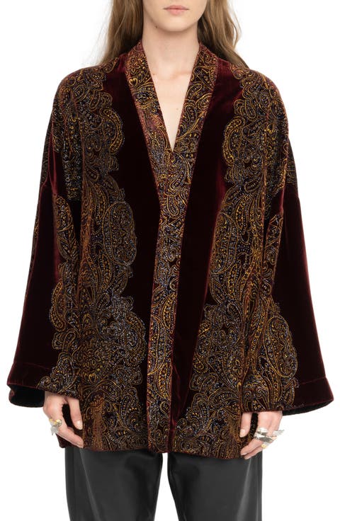 Sequin Paisley Velvet Jacket