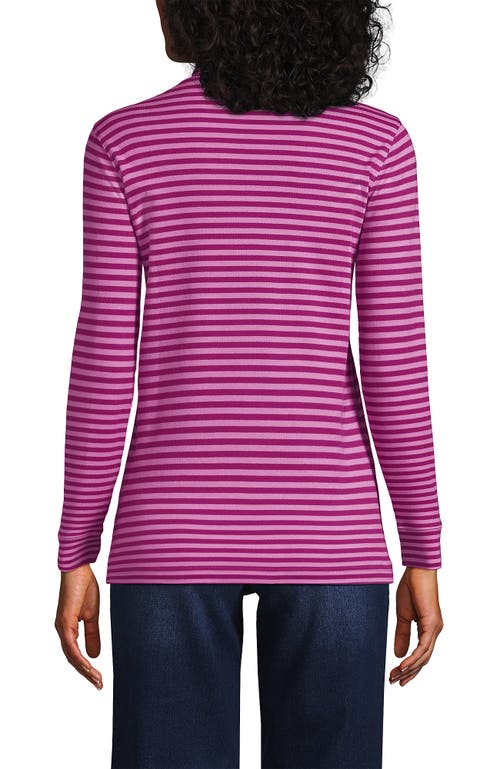 Lands' End Relaxed Cotton Long Sleeve Mock Turtleneck In Purple
