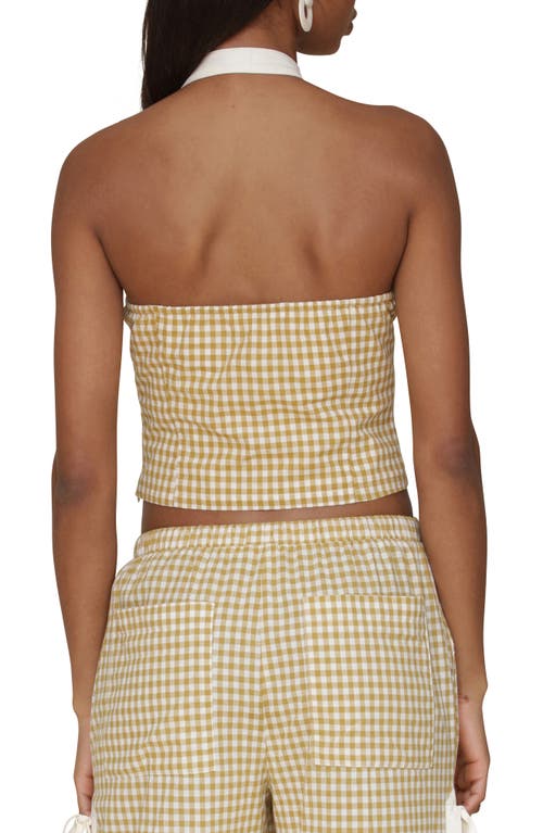 Avec Les Filles Tie Front Gingham Top In Olio Gingham