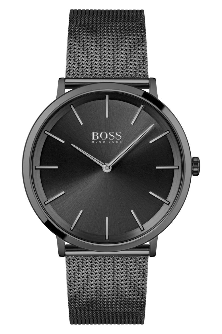Skyliner Mesh Strap Watch, 40mm, Main, color, BLACK