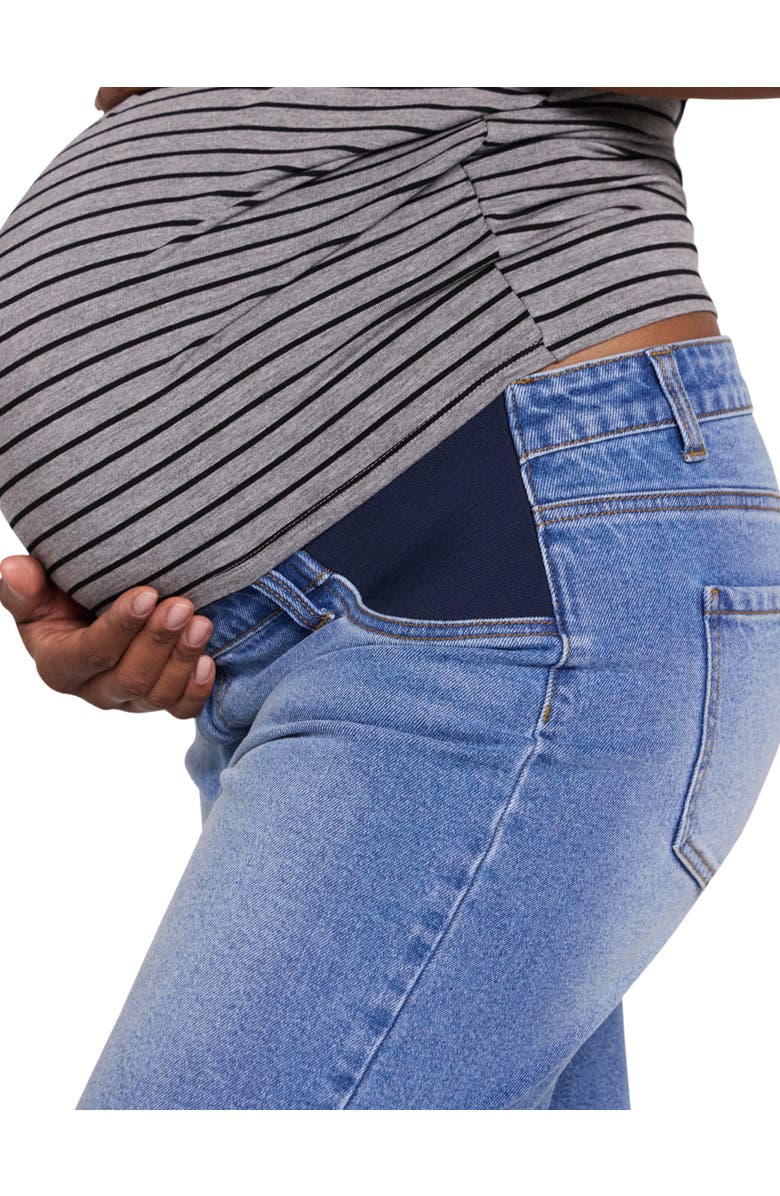 MOTHERHOOD MATERNITY Under the Belly Maternity Dad Denim Short, Alternate, color, Beth Medium Wash