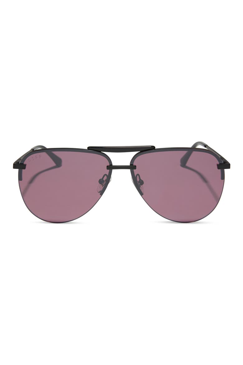 Tahoe 65mm Oversize Aviator Sunglasses, Main, color, AUBERGINE WITH SILVER FLASH