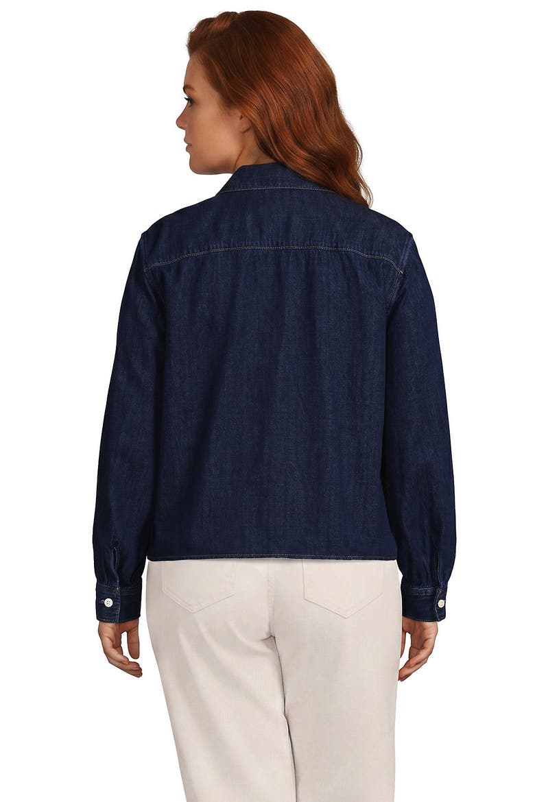 Denim Cropped Button Front Shirt, Alternate, color, Dark Indigo