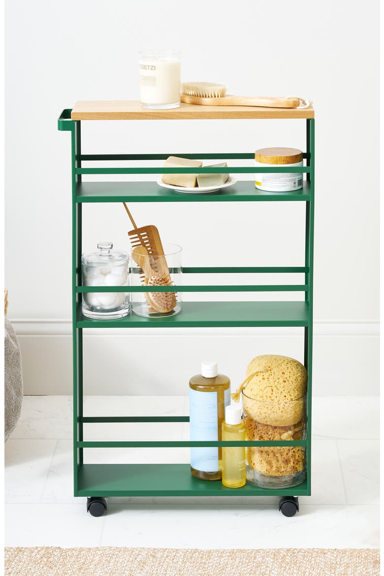 Steel Rolling Storage Cart, Alternate, color, FOREST GREEN