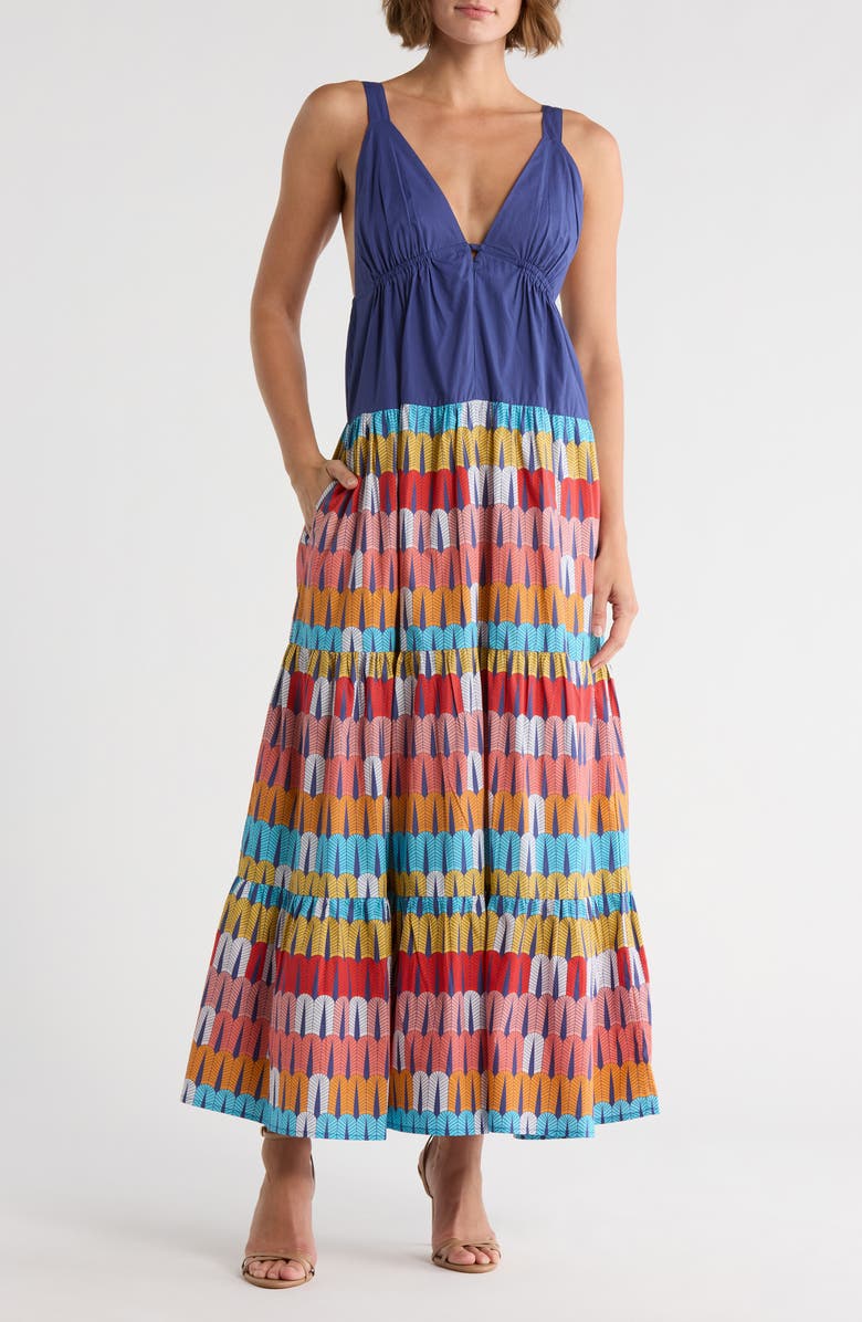 AREA STARS Arch Print Babydoll Dress, Main, color, Blue Multi