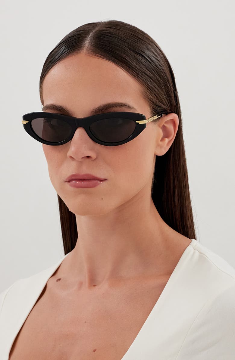 Bottega Veneta 53mm Cat Eye Sunglasses, Alternate, color, Black