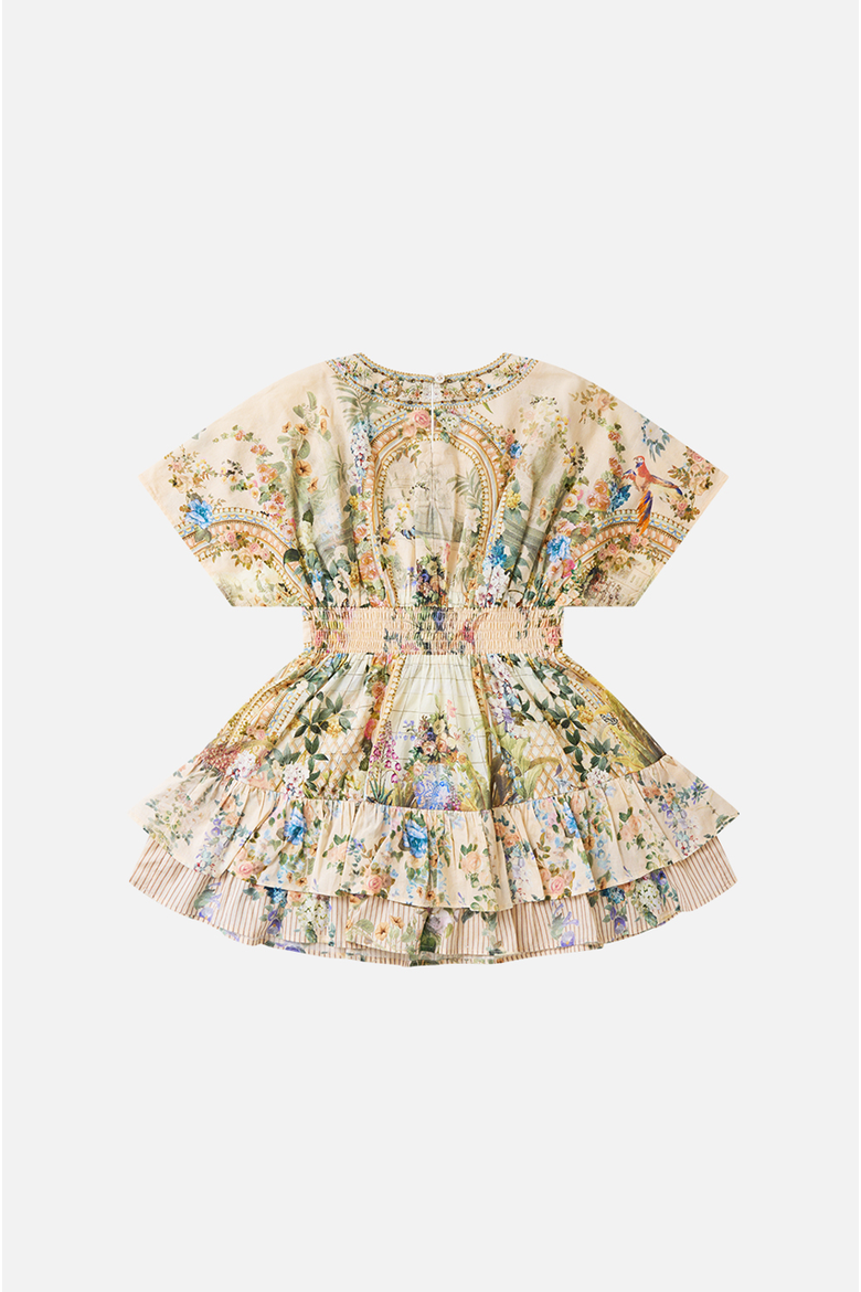 Kids V Neck Mini Dress W Layered Frill Hem, Alternate, color, Midsummer Masterpiece
