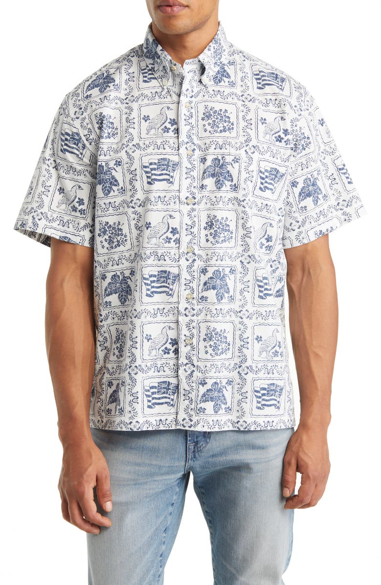 Reyn Spooner Lahaina Sailor Classic Fit Short Sleeve Button-Down Shirt, Main, color,