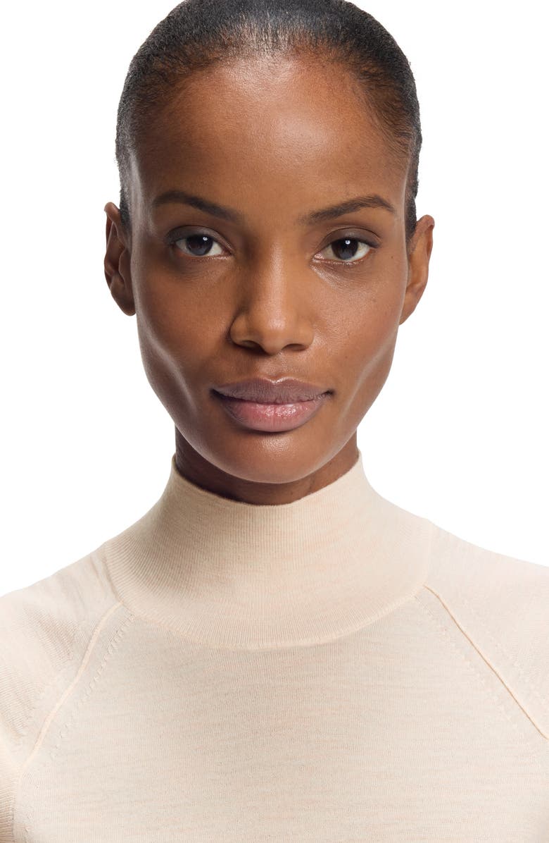 BOSS Fipini Mock Neck Wool Sweater Vest, Alternate, color, Soft Pearl