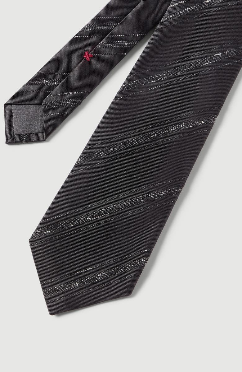 Brunello Cucinelli Silk and cotton tie, Alternate, color, Anthracite