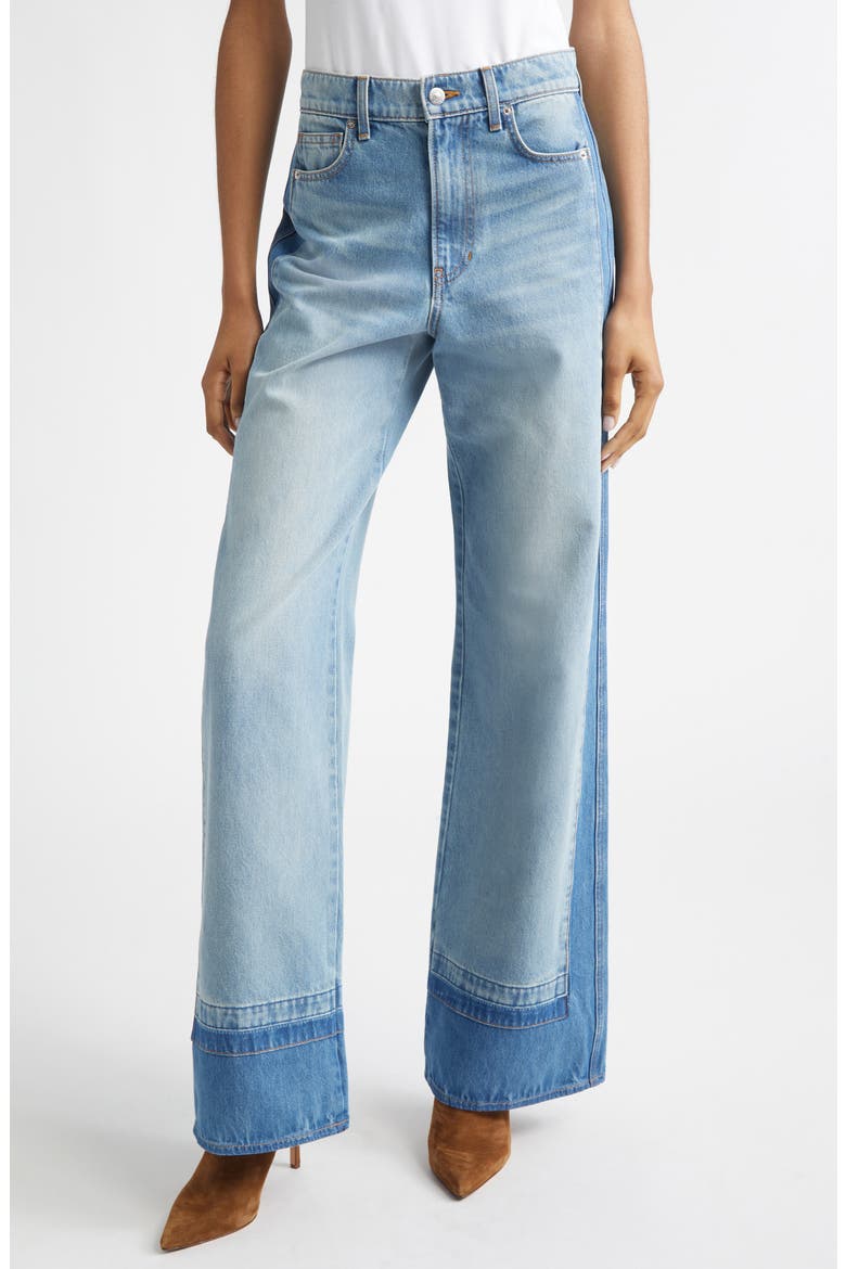 Taylor Colorblock High Waist Wide Leg Jeans, Main, color, CLOUDY COLORBLOCK