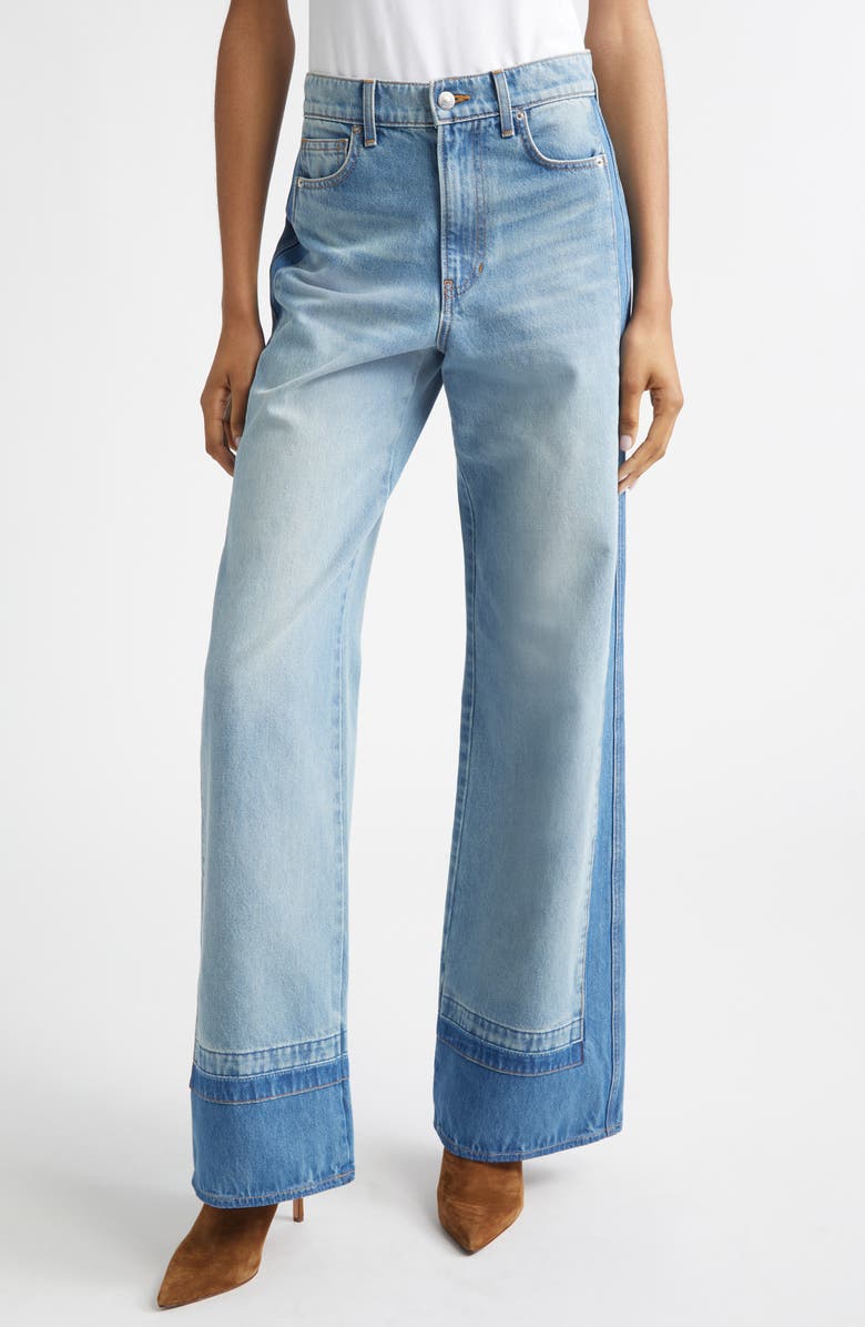Veronica Beard Taylor Colorblock High Waist Wide Leg Jeans, Main, color, Cloudy Colorblock