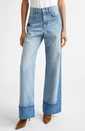 Veronica Beard Taylor Colorblock High Waist Wide Leg Jeans