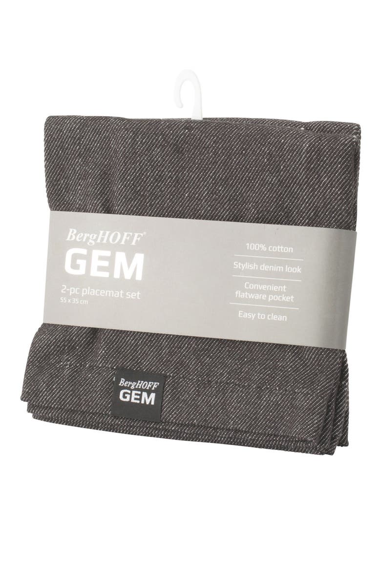 Set of 2 Gem Cotton Placemats, Main, color, GREY