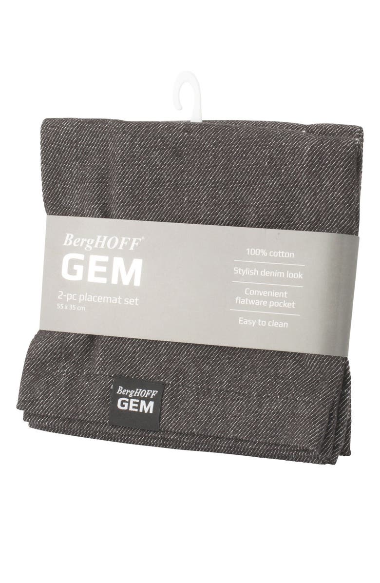 BergHOFF Set of 2 Gem Cotton Placemats, Main, color, Grey