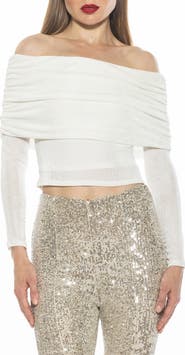 Alexia Admor Hannah Off the Shoulder Long Sleeve Top