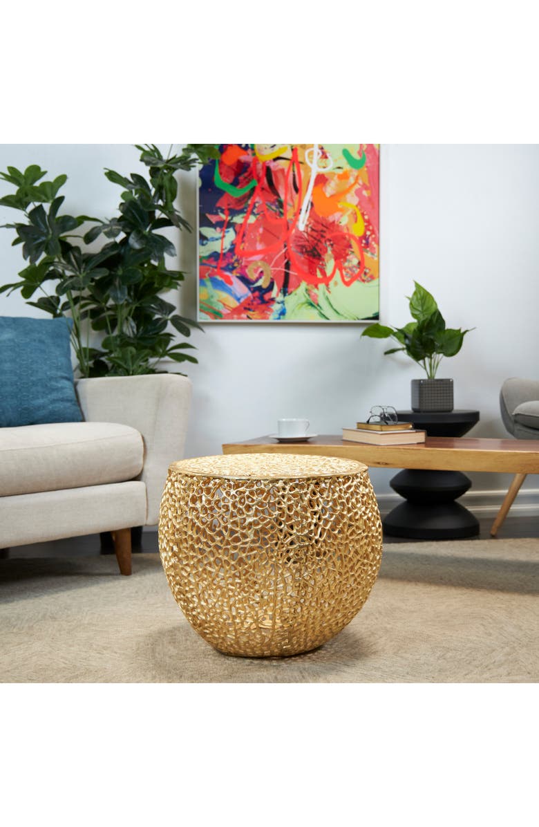 GINGER BIRCH STUDIO Openwork Metal Accent Table, Alternate, color, 
