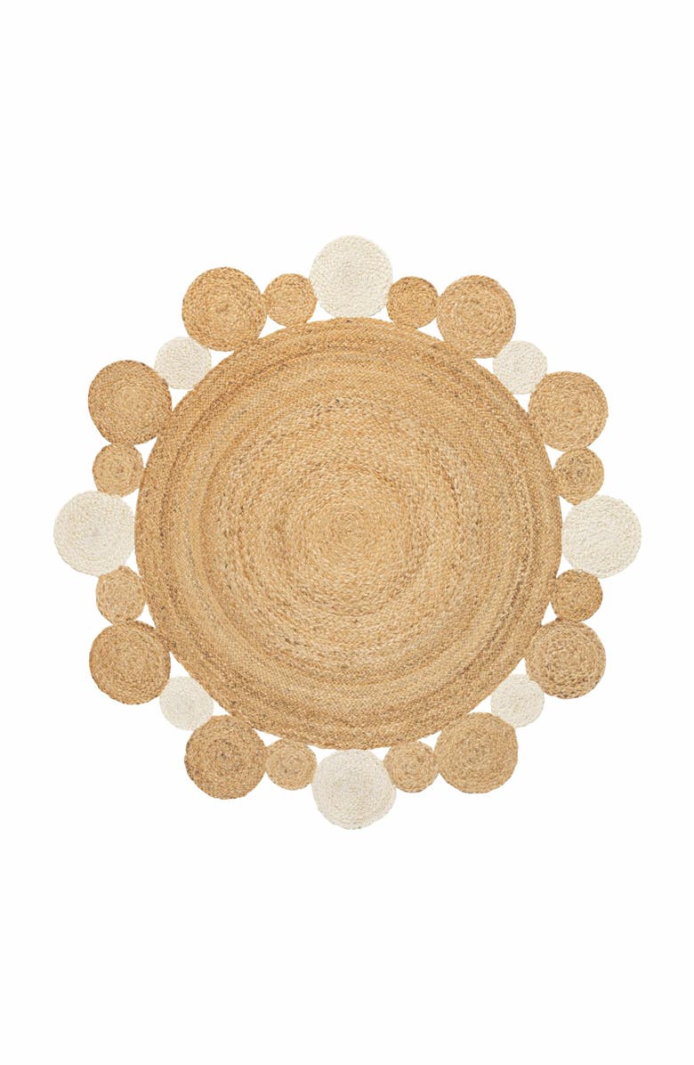 JONATHAN Y Ayana Two-Tone Jute Hippy Circle Round Area Rug, Alternate, color, Natural/Cream