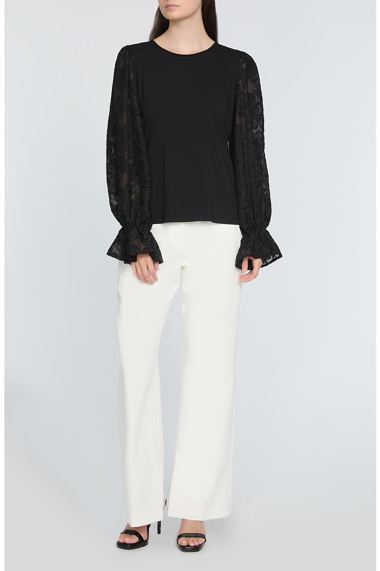 The Mavea Mixed Media Top, Alternate, color, NOIR BLACK