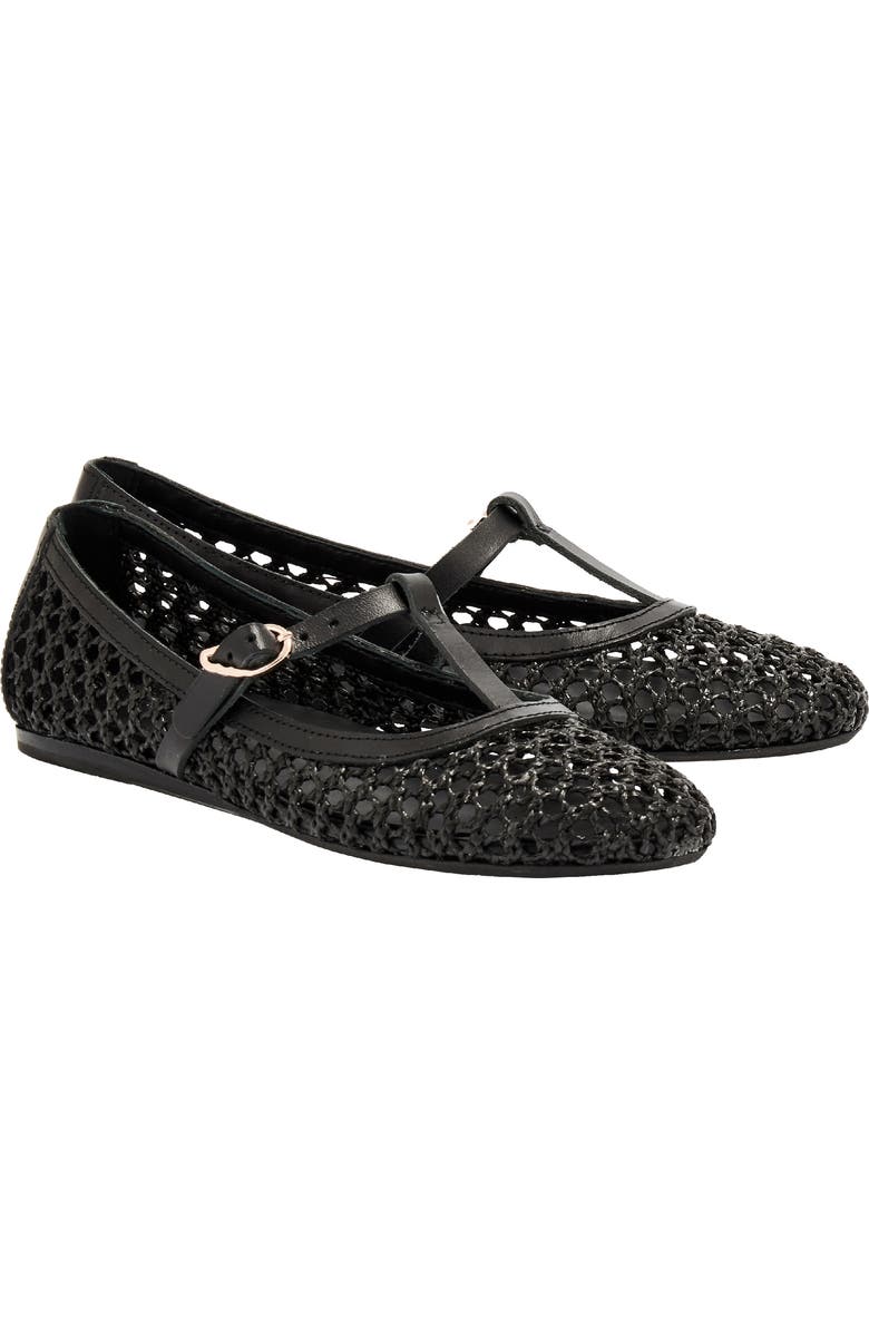 Ancient Greek Sandals Aerati T-Strap Raffia Flat, Main, color, Black