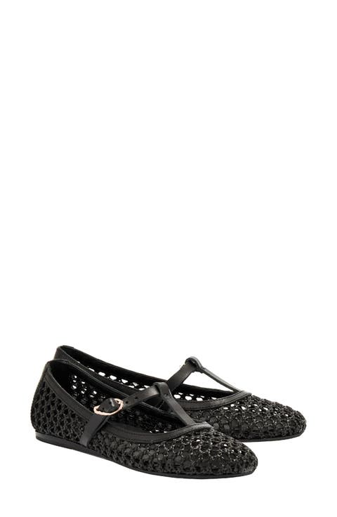 Aerati T-Strap Raffia Flat (Women)