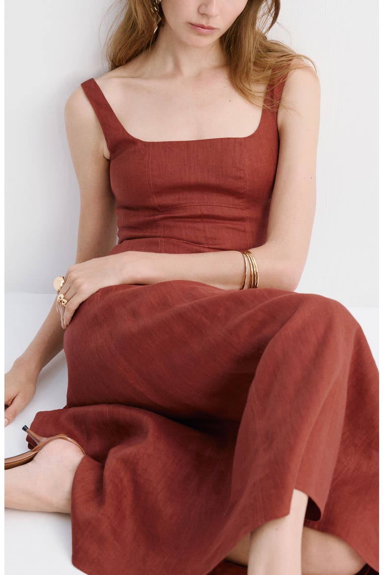 Sleeveless A-Line Midi Dress, Alternate, color, BURNT ORANGE