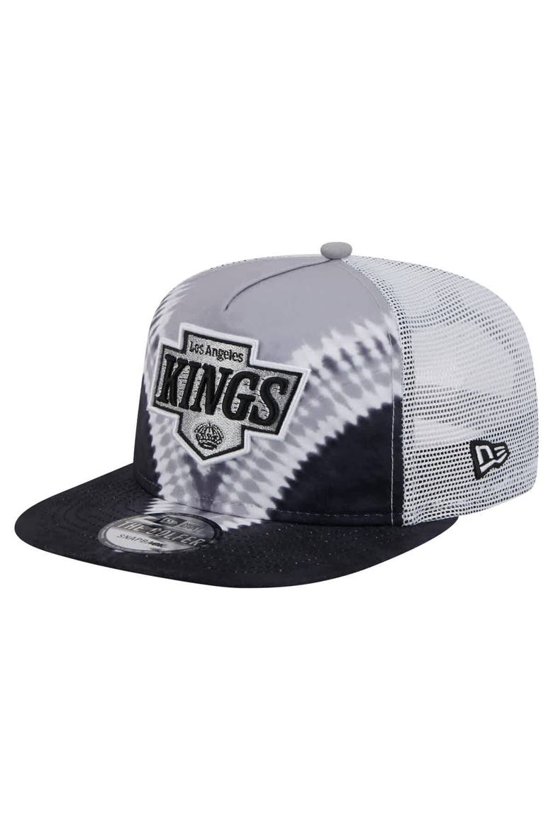 Men's New Era  Black/Silver Los Angeles Kings Throwback V-Dye Adjustable Golfer Hat, Main, color, Black