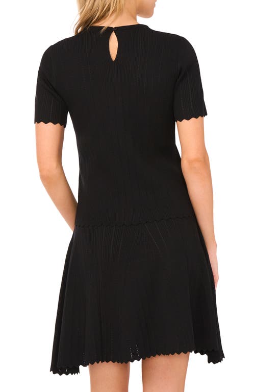 Ted Baker Short Sleeve Crewneck Keyhole Back Top With Pointelle And Rib