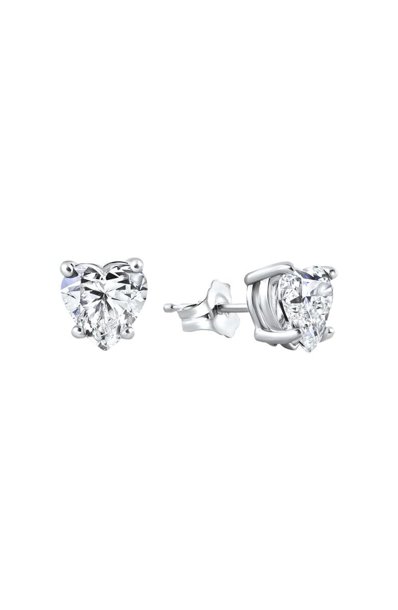 Bliss Diamond 2Ct TW Heart Shape Diamond Studs Lab Grown 14k Gold, Alternate, color, 14K White Gold