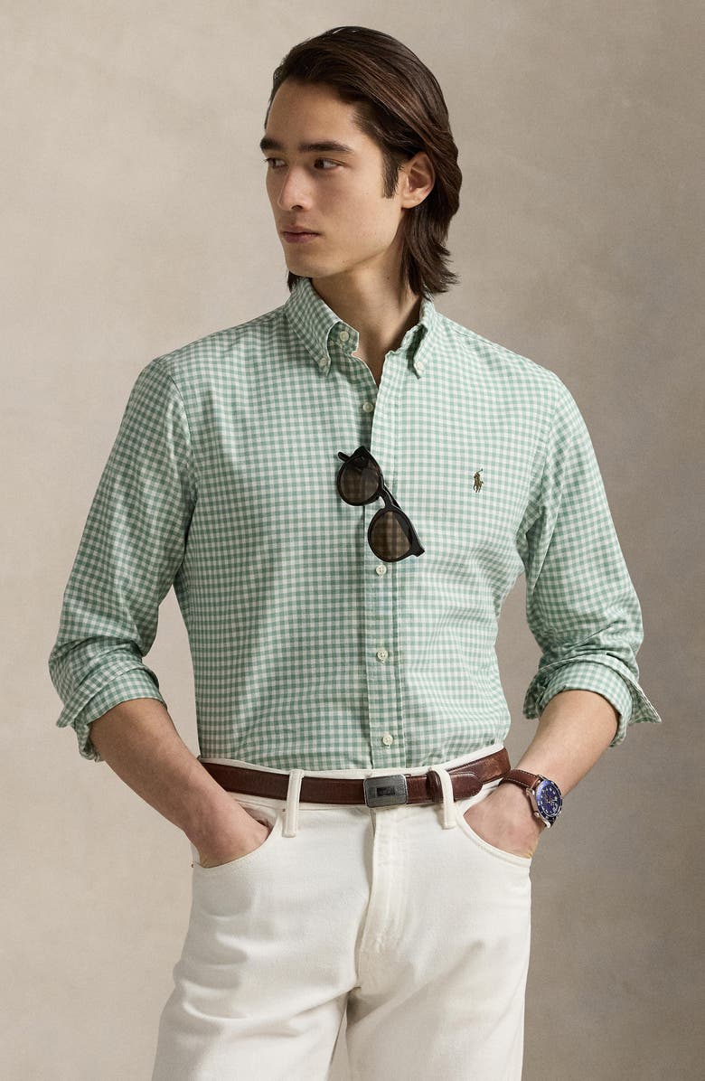 Polo Ralph Lauren Classic Fit Gingham Cotton Button-Down Oxford Shirt, Alternate, color, Lovat Nevis