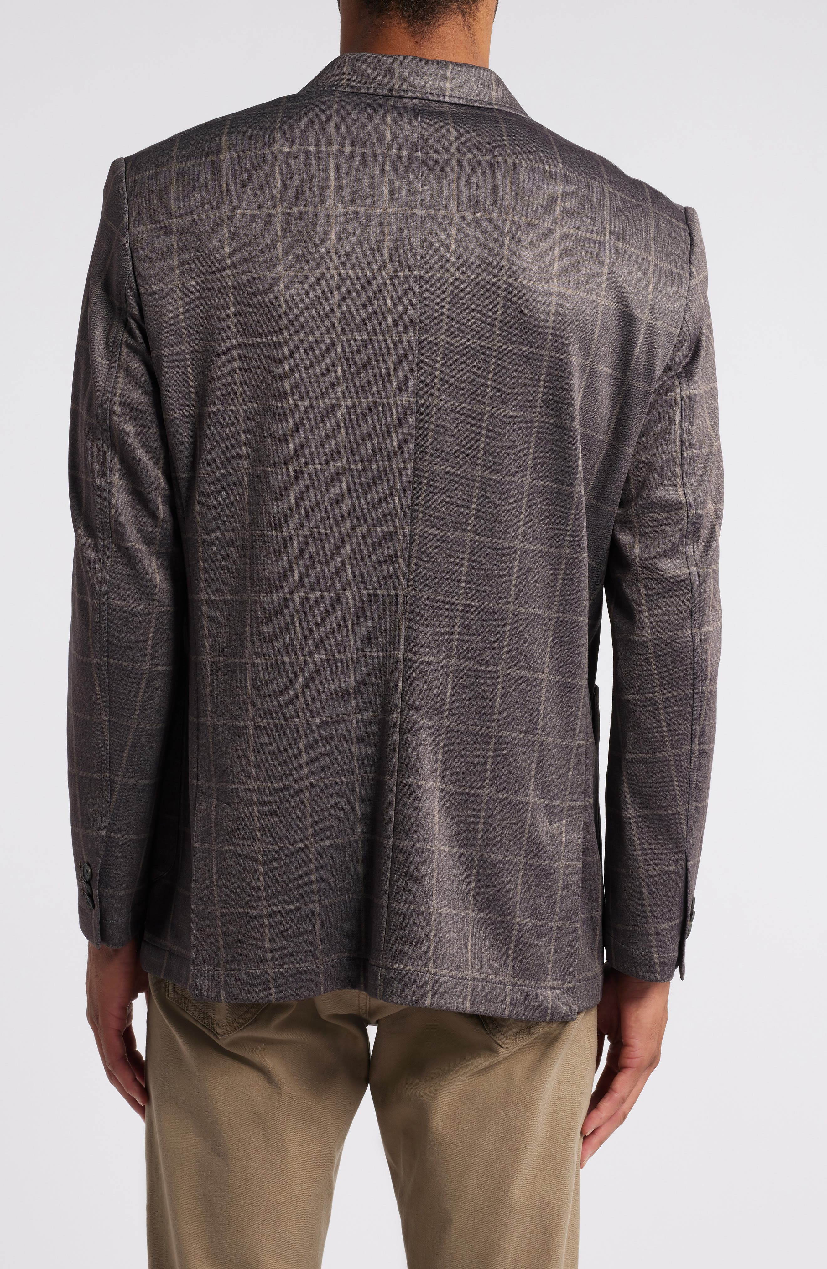 XC Flex Brown Windowpane Check Knit Sport Coat - image 2