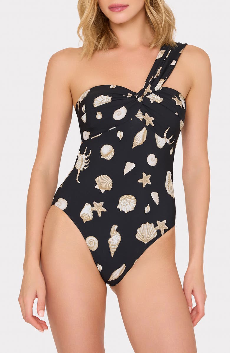 Milly Betsy Seashell Convertible One-Piece Swimsuit, Alternate, color, Black/ White
