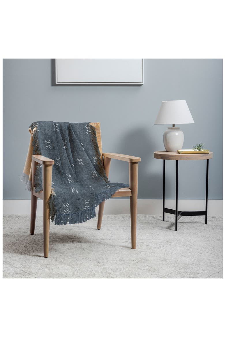 Lad Mud Cloth Throw Blanket, Alternate, color, BLUE
