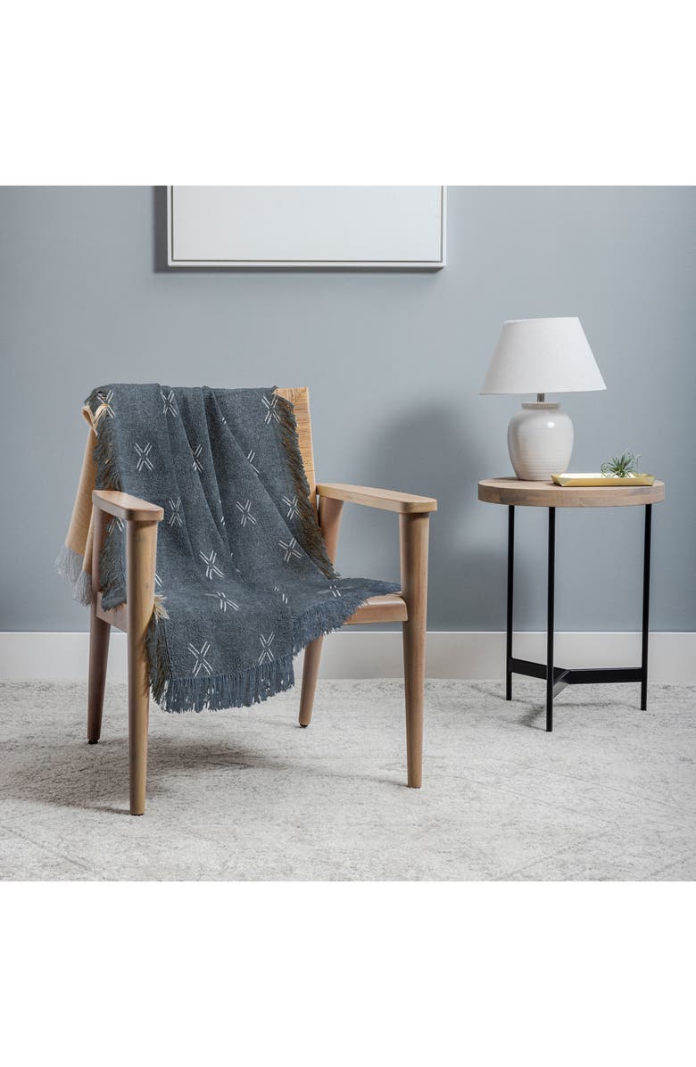 Deny Designs Lad Mud Cloth Throw Blanket, Alternate, color, Blue