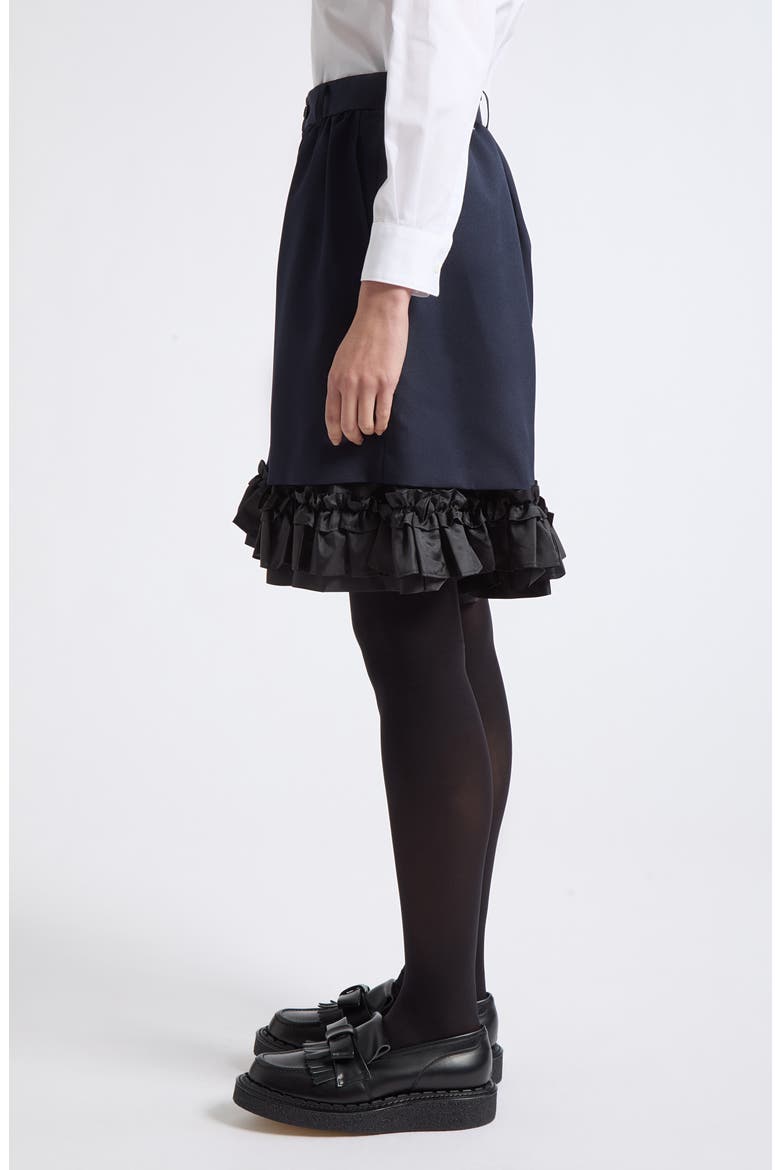 Ruffle Hem Gabardine Shorts, Alternate, color, NAVY X BLACK