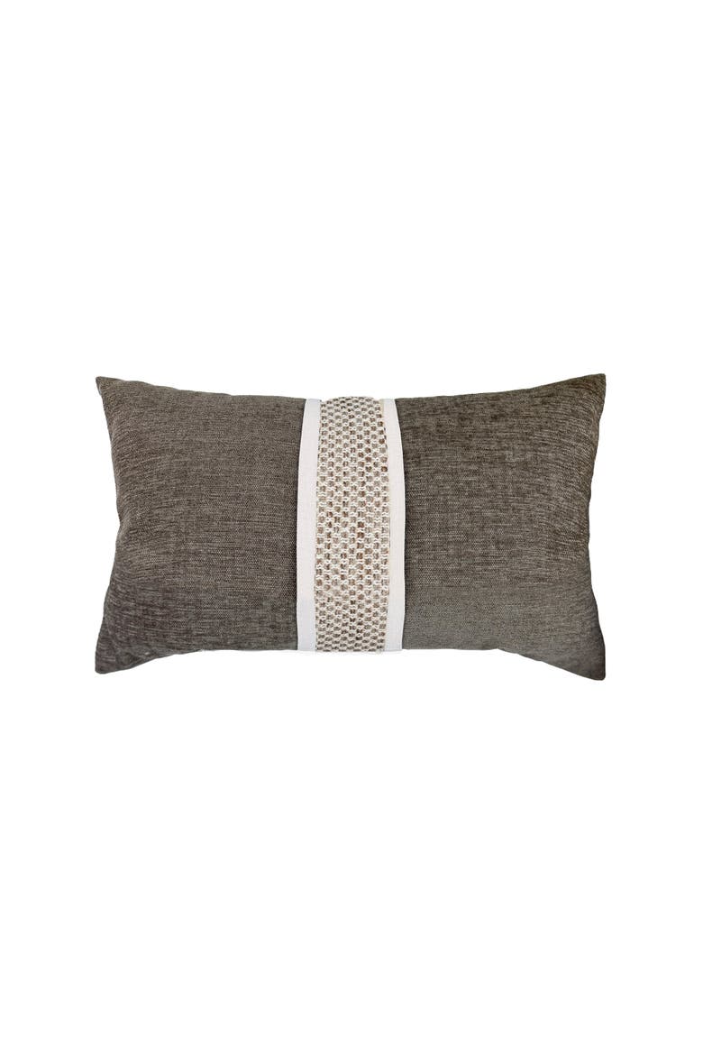 Inlay Hand-Crafted Paneled Indoor & Outdoor Woven Accent Pillow & Insert, Main, color, Quarry