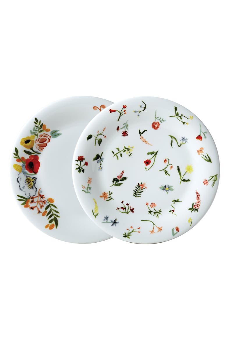 Language of Flowers Set of Two Salad Plates, Main, color, Multi