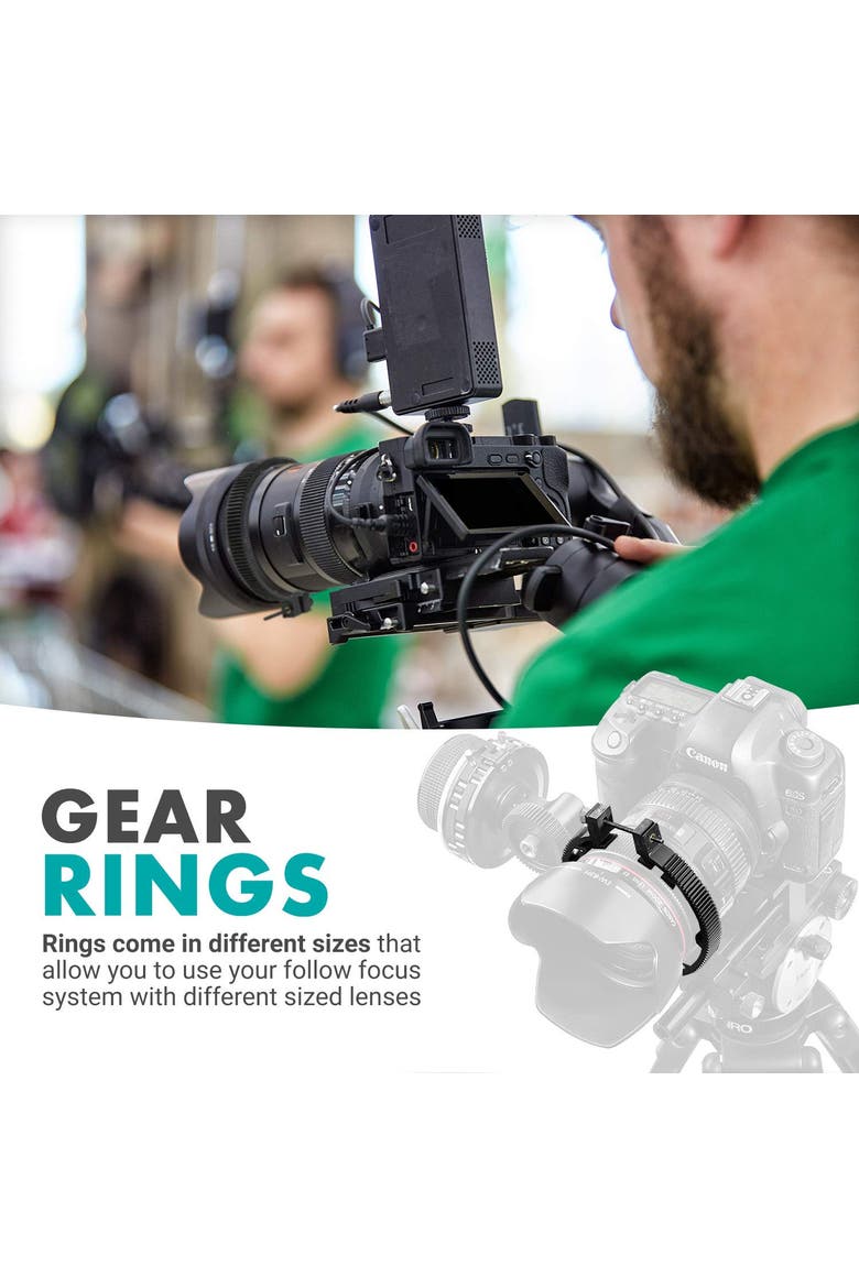 FR3 Adjustable 3-Piece Follow Focus Ring Gear Set - Includes 65mm, 75mm and 85mm Lens Rings, Alternate, color, Black