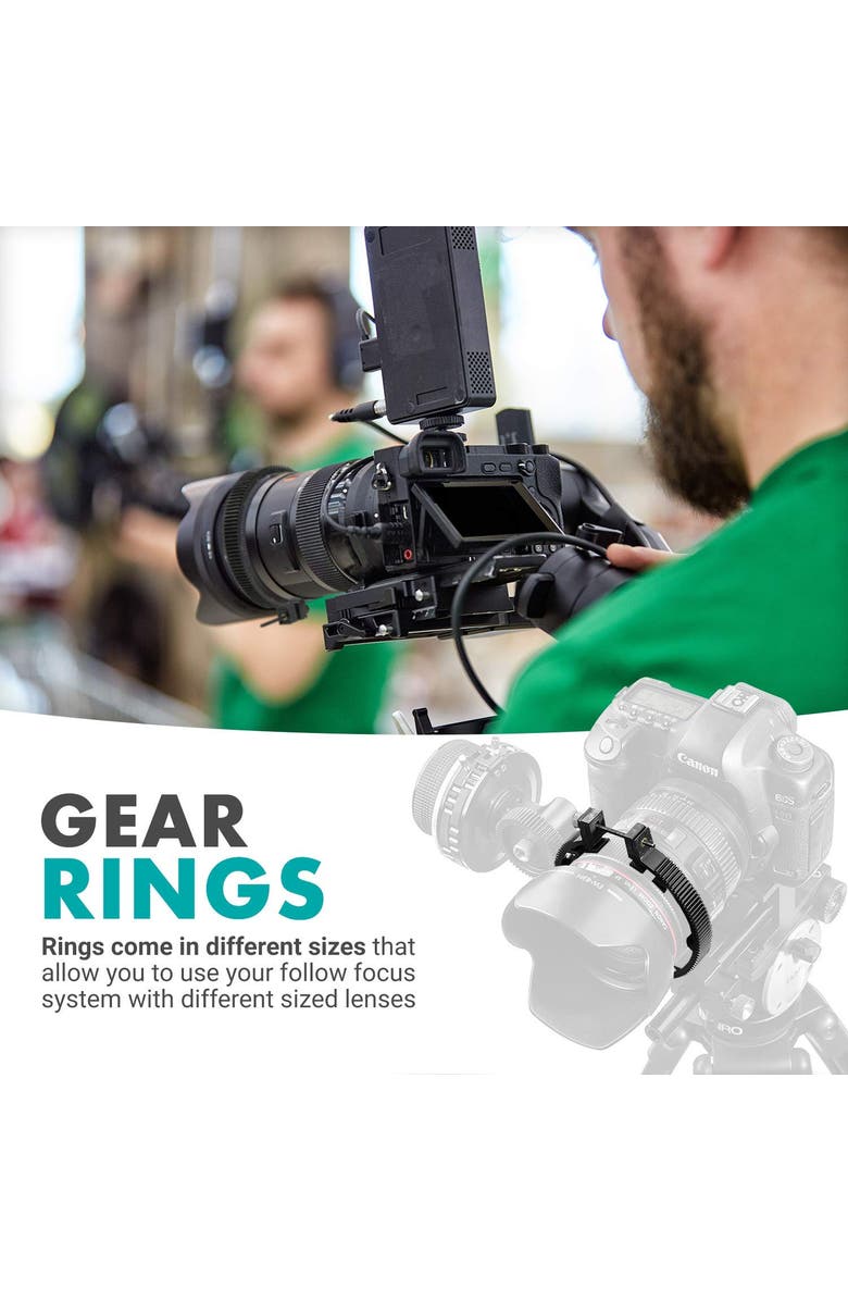 MOVO FR3 Adjustable 3-Piece Follow Focus Ring Gear Set - Includes 65mm, 75mm and 85mm Lens Rings, Alternate, color, Black