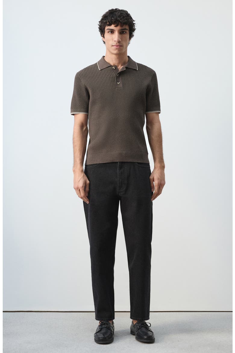 Fine Knit Herringbone Polo, Alternate, color, CHOCOLATE