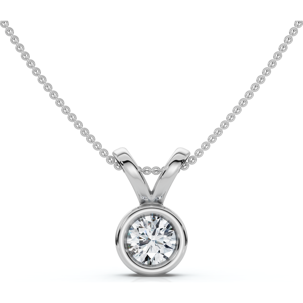 Bliss Diamond Dainty Stackable Solitaire Bezel Diamond Pendant 14k Gold Lab Grown Ef/vs In Gold