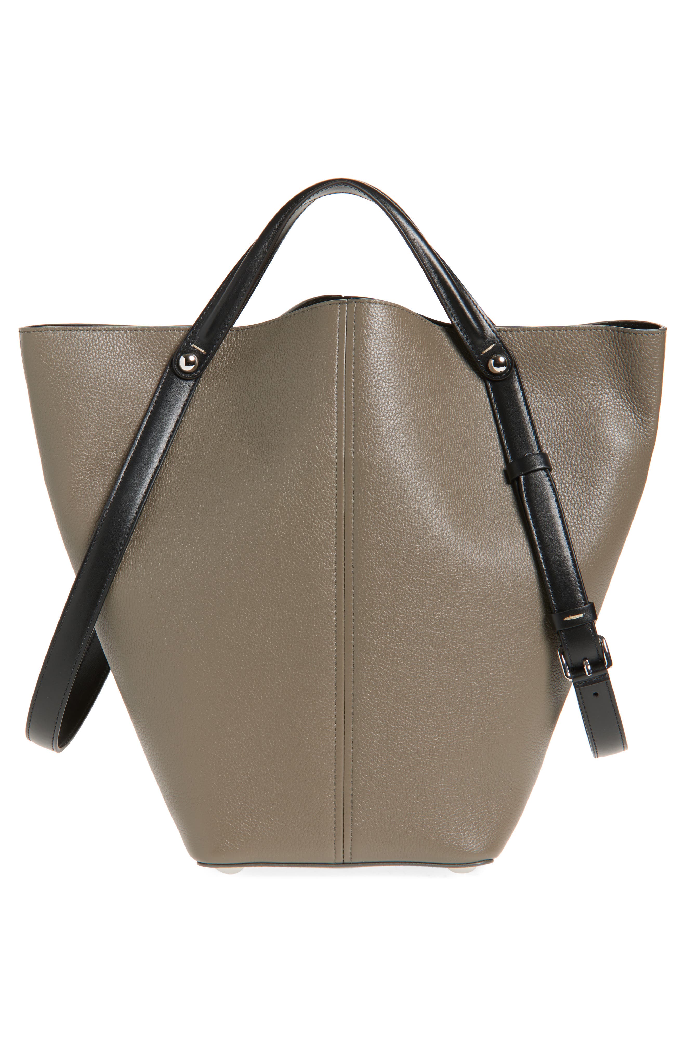 Maison Margiela Medium Dress-age Leather Tote, Alternate, color, Graphite/ Black/ Black