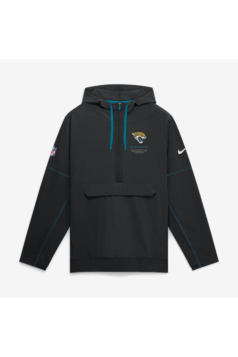 Men's Nike Black Jacksonville Jaguars Sideline Logo Glory Anorak Half-Zip Hooded Jacket, Main, color, Black