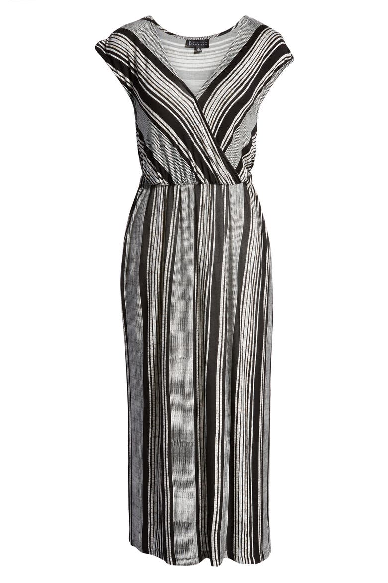 Danielle Variegated Stripe Jersey Midi Dress, Alternate, color, BLACK