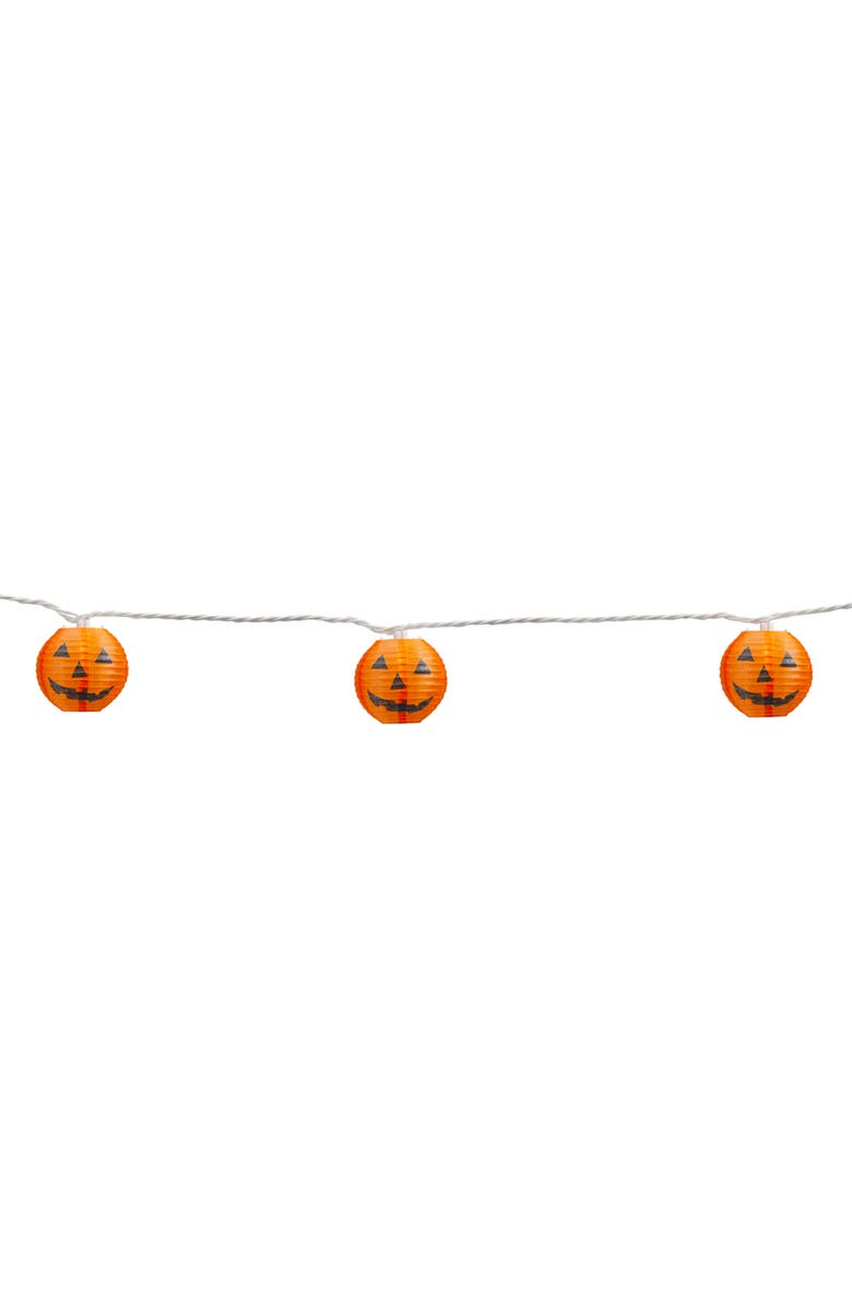 Northlight Jack-O-Lantern Paper Lantern Halloween Lights - Clear - 8.5' White Wire - 10ct, Alternate, color, 