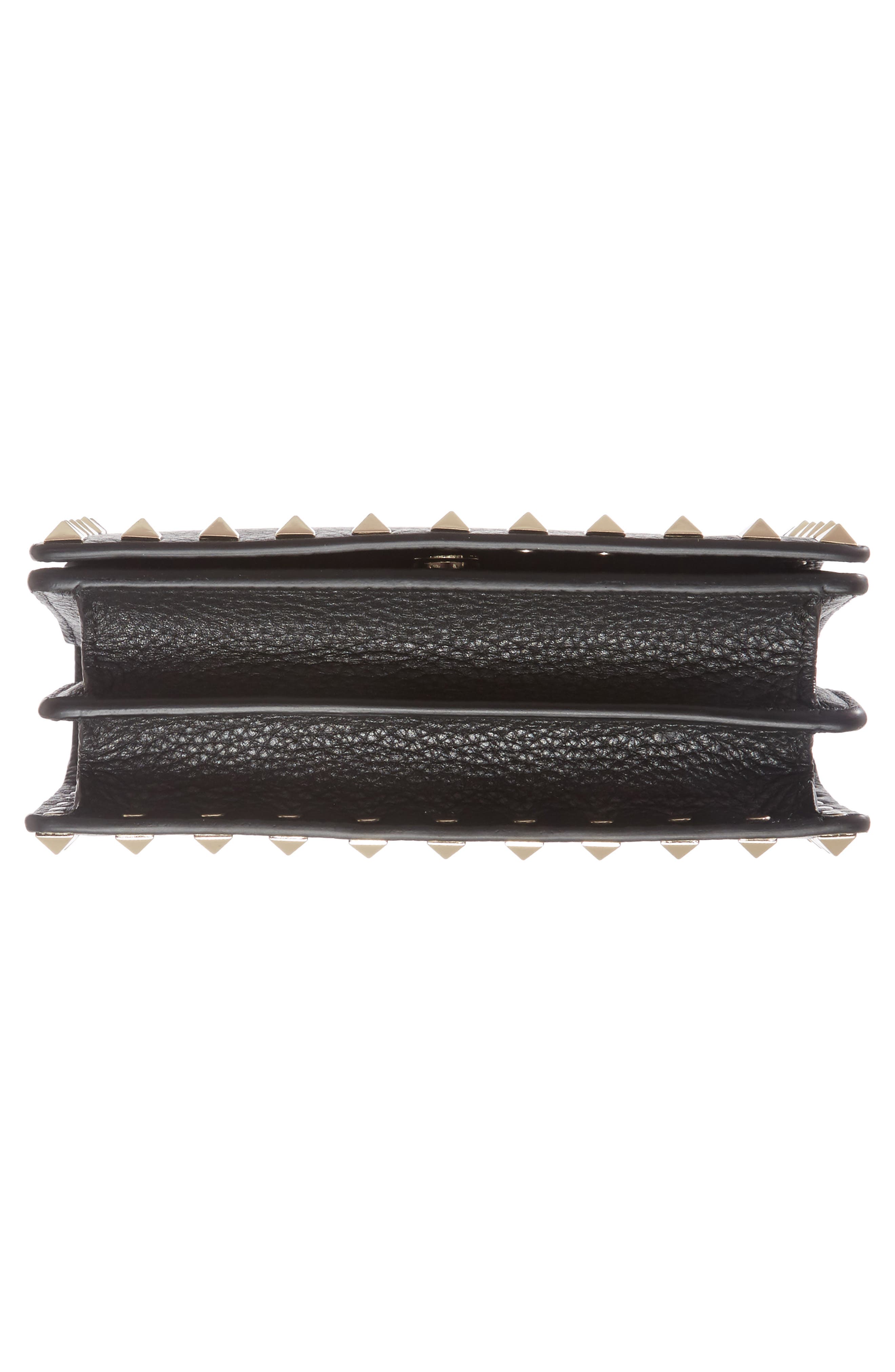 Rockstud Leather Wallet on a Chain, Alternate, color, BLACK